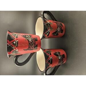 Certified International Terrier Plaid Mugs Set of 3, 16–18 oz, Holiday Dog Decor